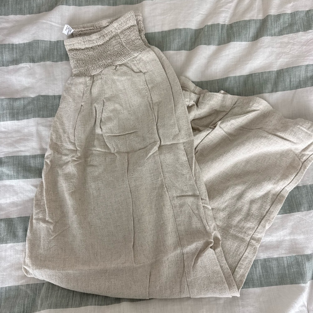 Casual Cream Linen Trousers
